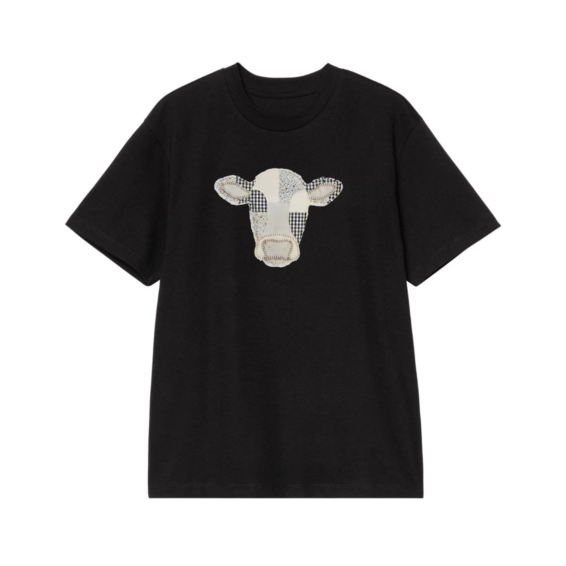 Patchwork Cow Head Farmhouse Style T-Shirt