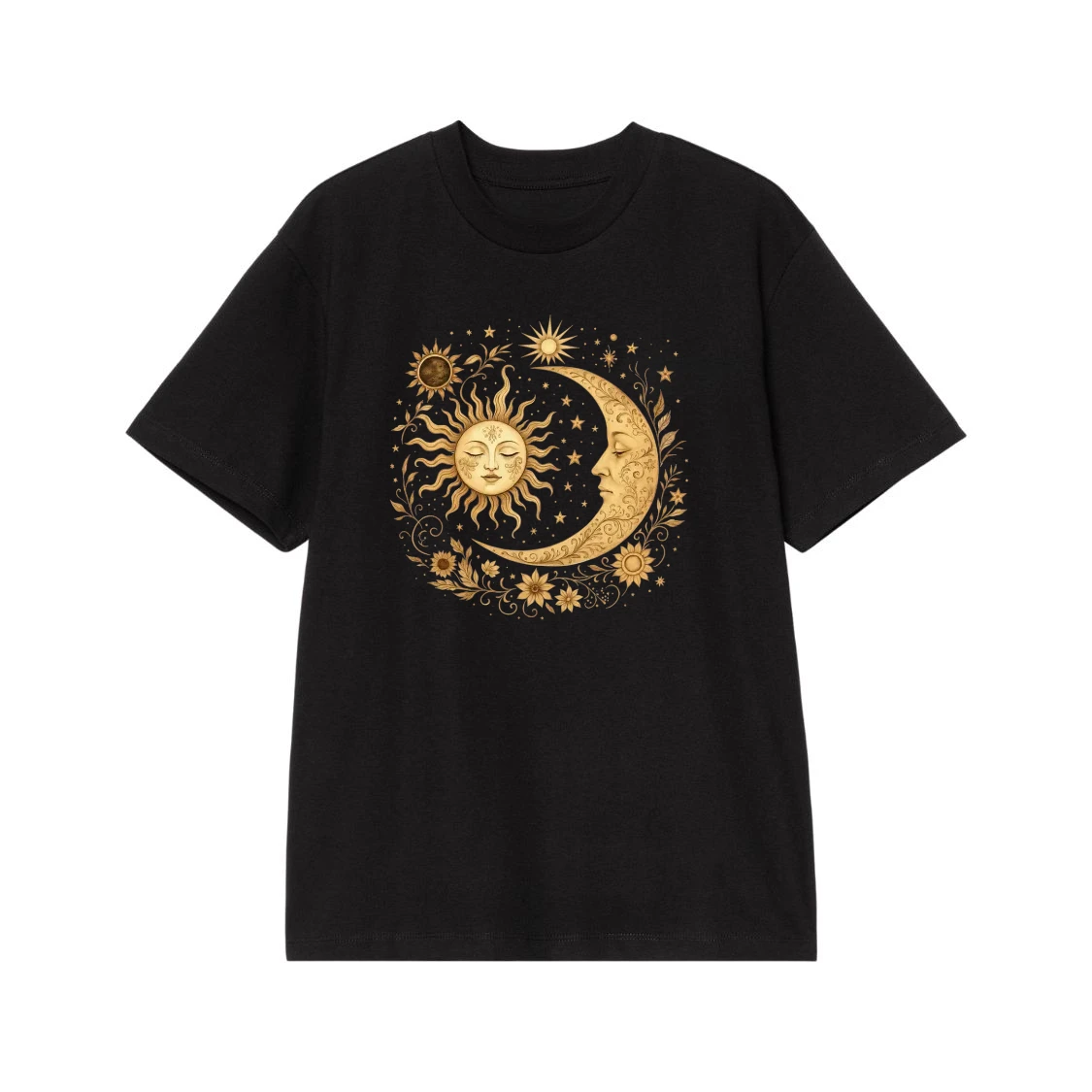 Vintage Celestial Sun And Moon Floral Graphic