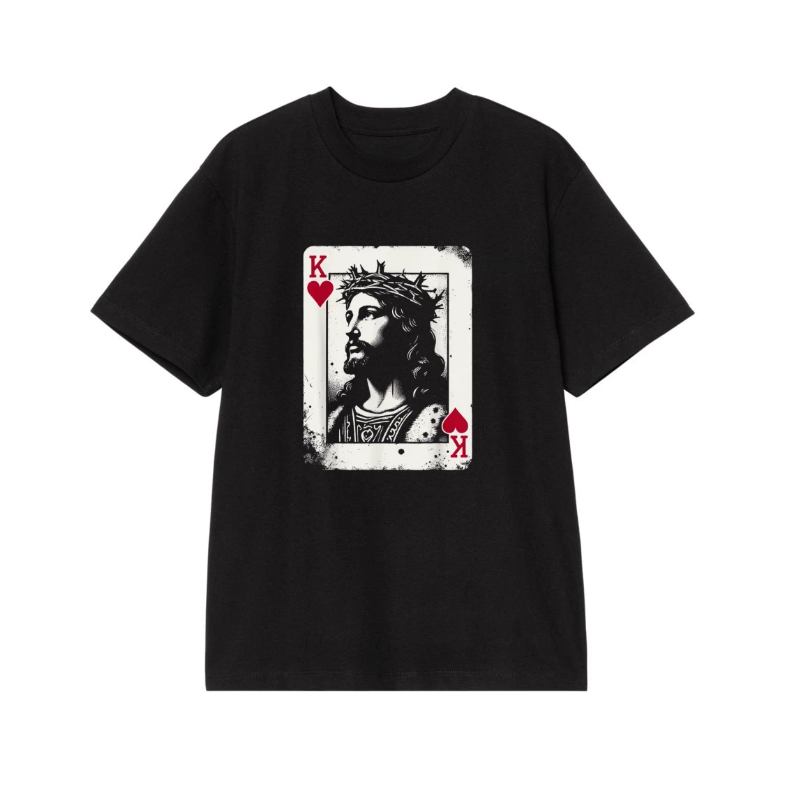 Jesus Christ King Of Hearts Playing Card T-Shirt