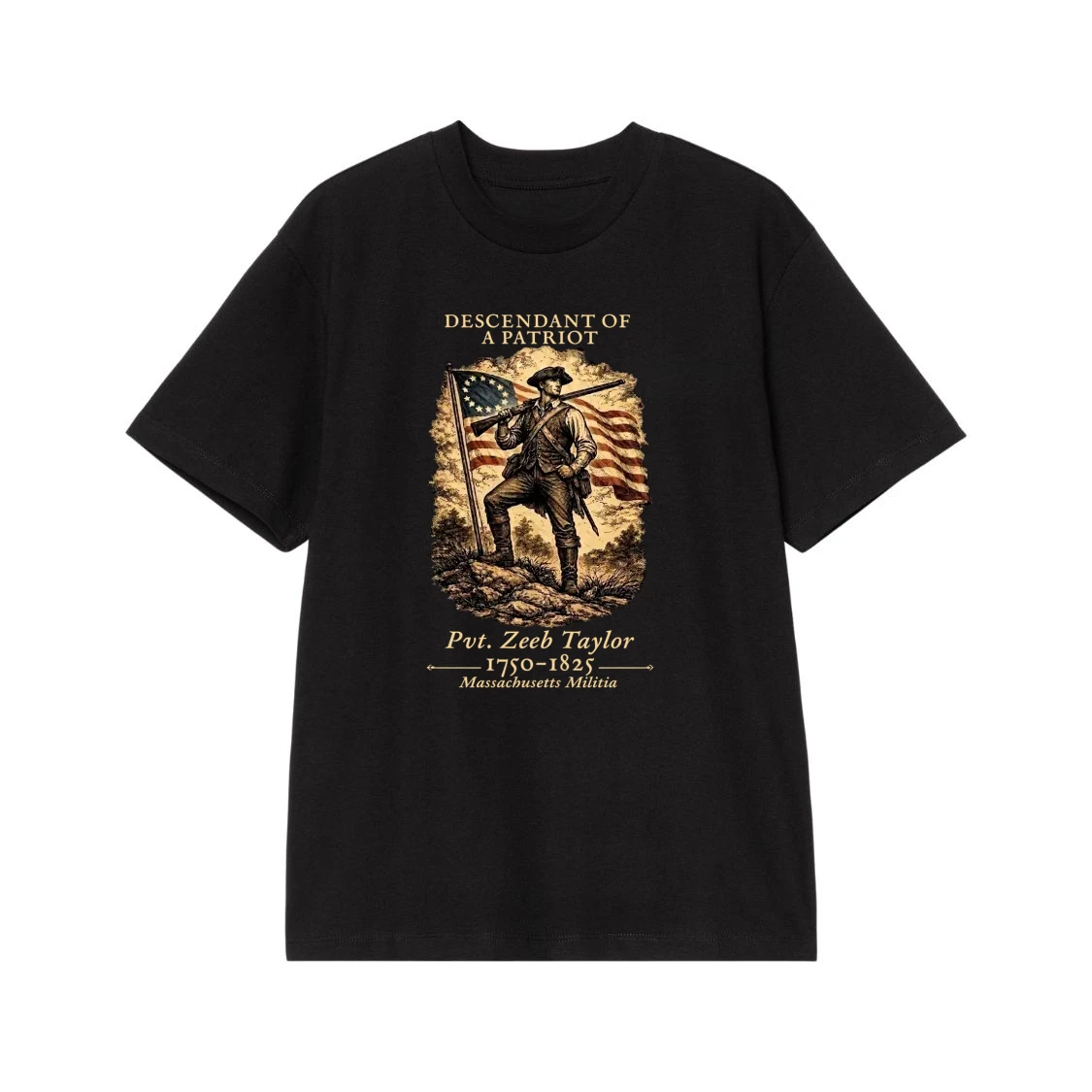 Descendant Of A Patriot Pvt. Zeeb Taylor Massachusetts Militia T-Shirt