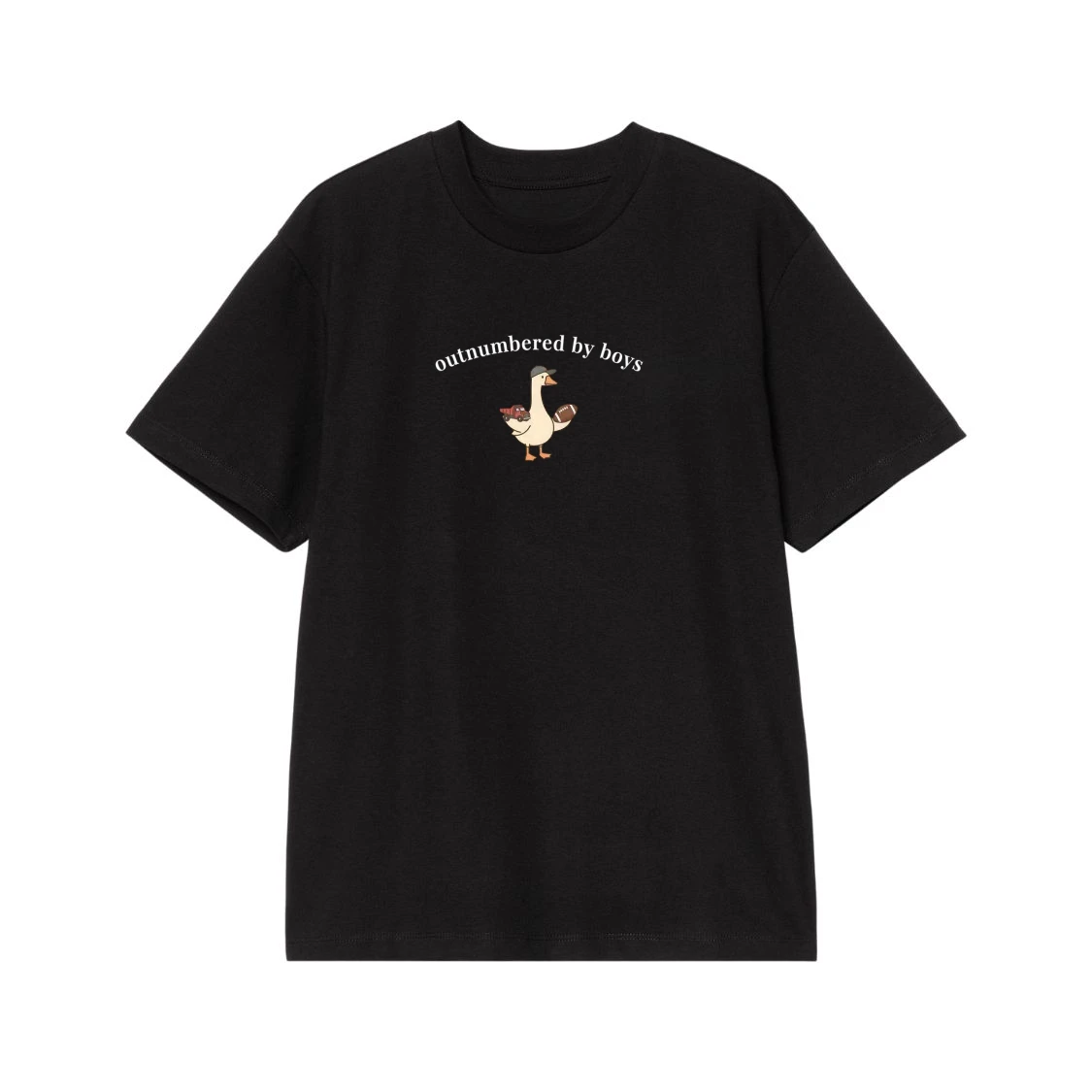 Outnumbered By Boys Goose With Football And Cap T-Shirt