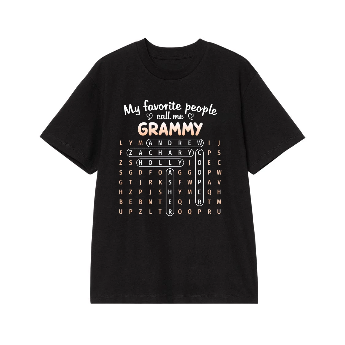 My Favorite People Call Me Grandma Custom Word Search T-Shirt