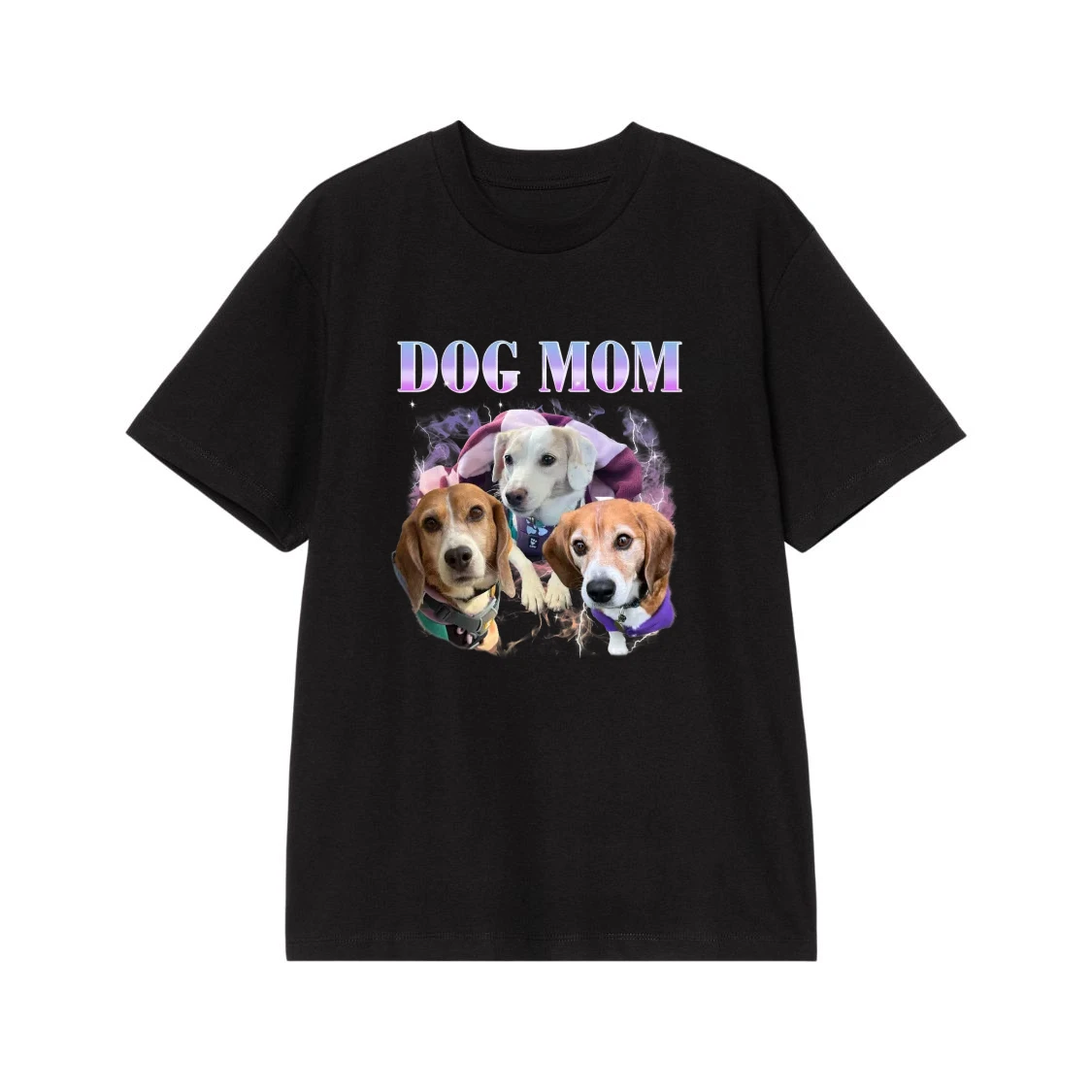Dog Mom T-Shirt With Three Dogs Photo Graphic