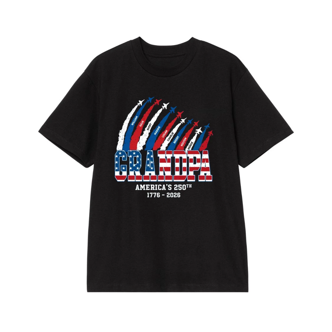Patriotic Papa America'S 250th Anniversary T-Shirt With Custom Names