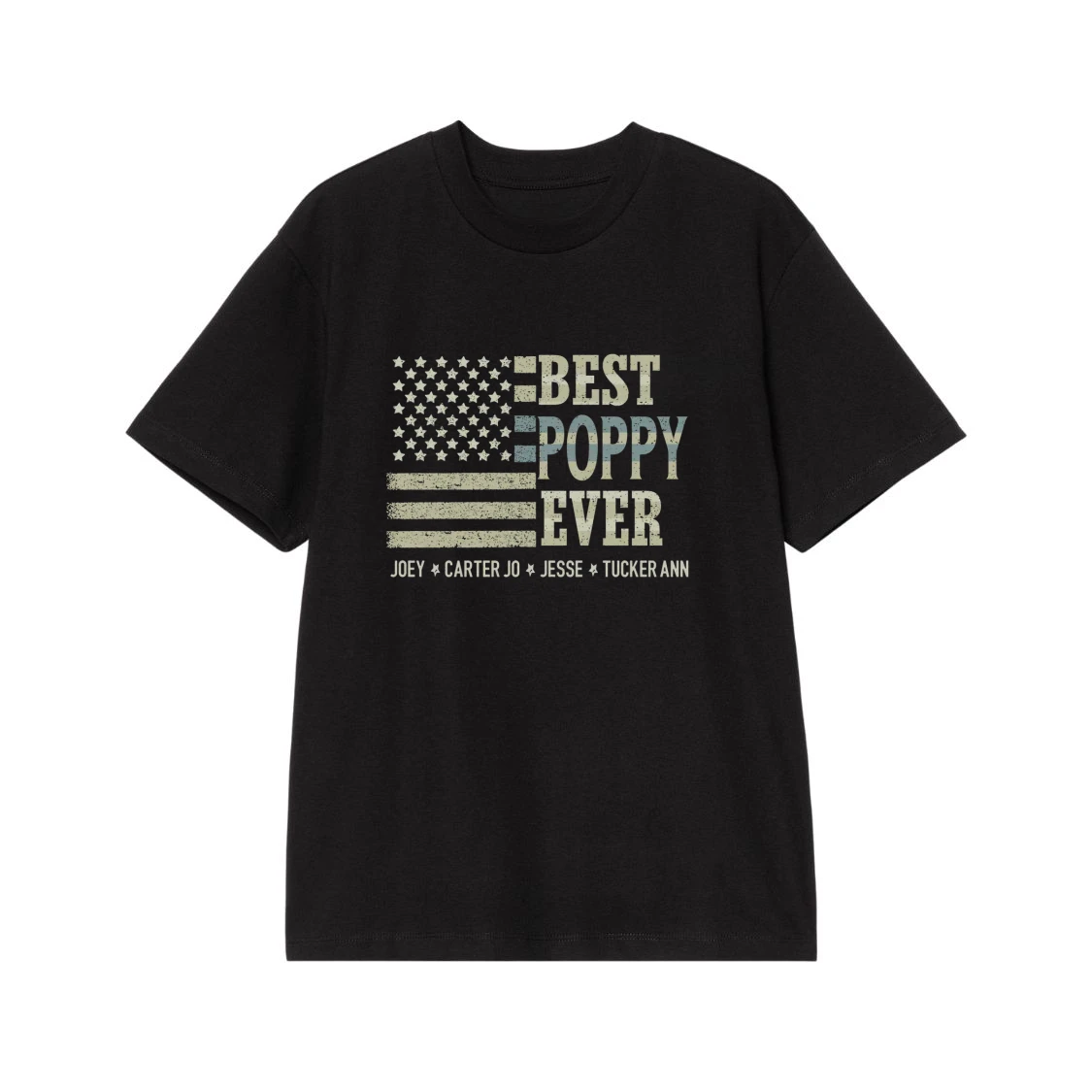 Best Poppy Ever Distressed American Flag With Custom Names