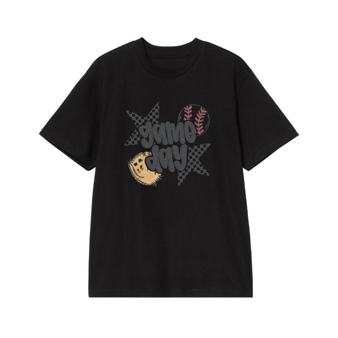 Game Day Baseball Checkered Star T-Shirt
