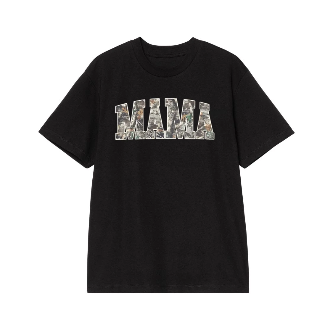 Mama Camo Pattern Arched Text T-Shirt