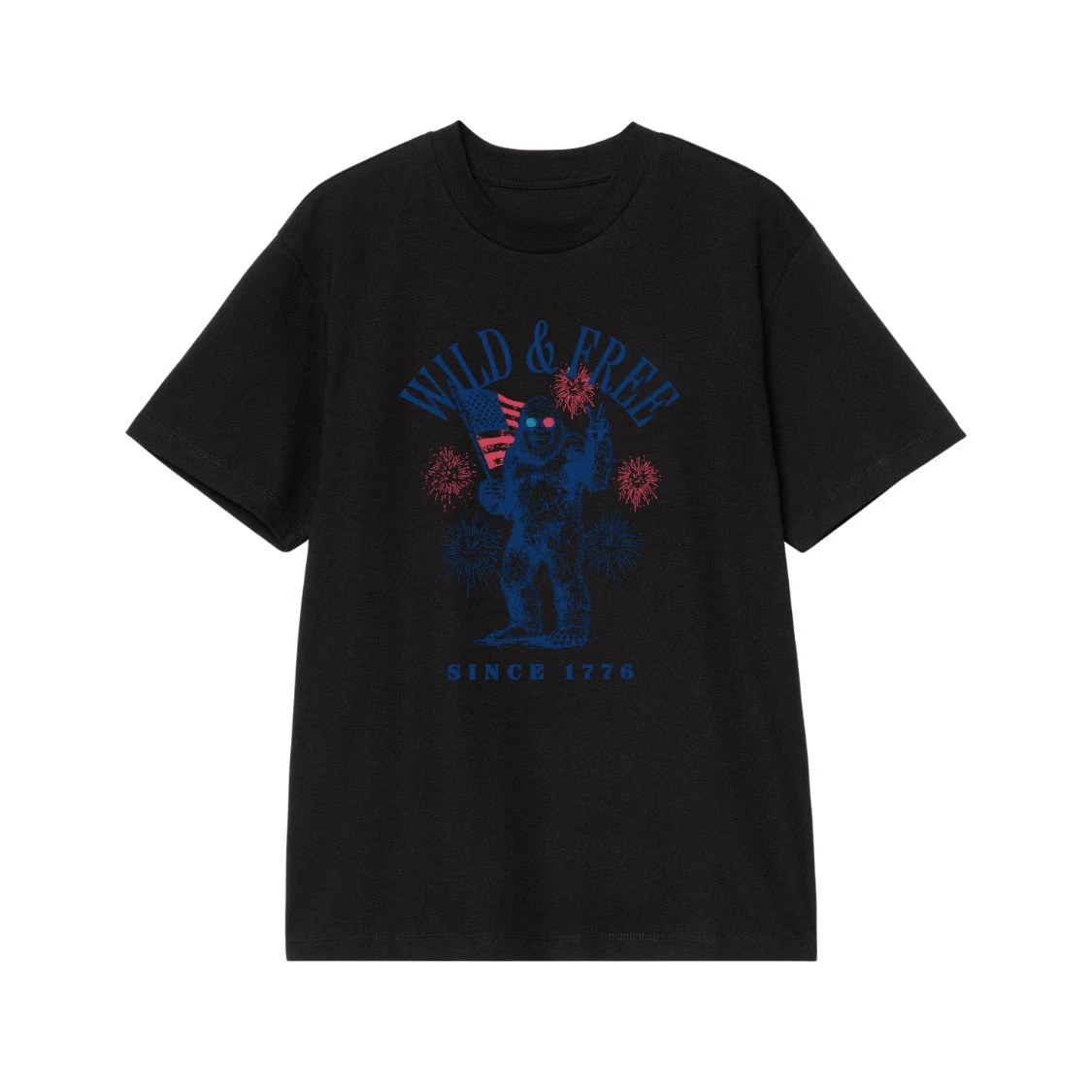 Patriotic Bigfoot Wild & Free Since 1776 American Flag T-Shirt
