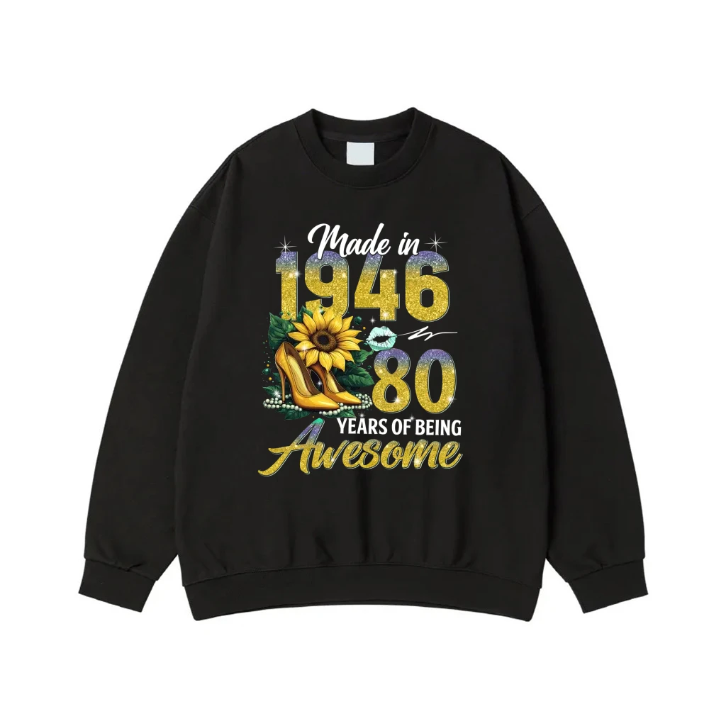 80th Birthday Made In 1946 80 Years Of Being Awesome Sunflower High Heels T-Shirt