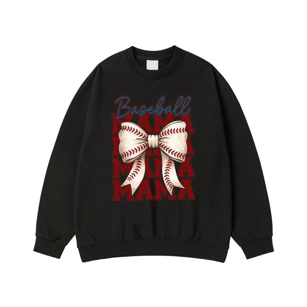 Baseball Mama With Baseball Seam Bow Graphic