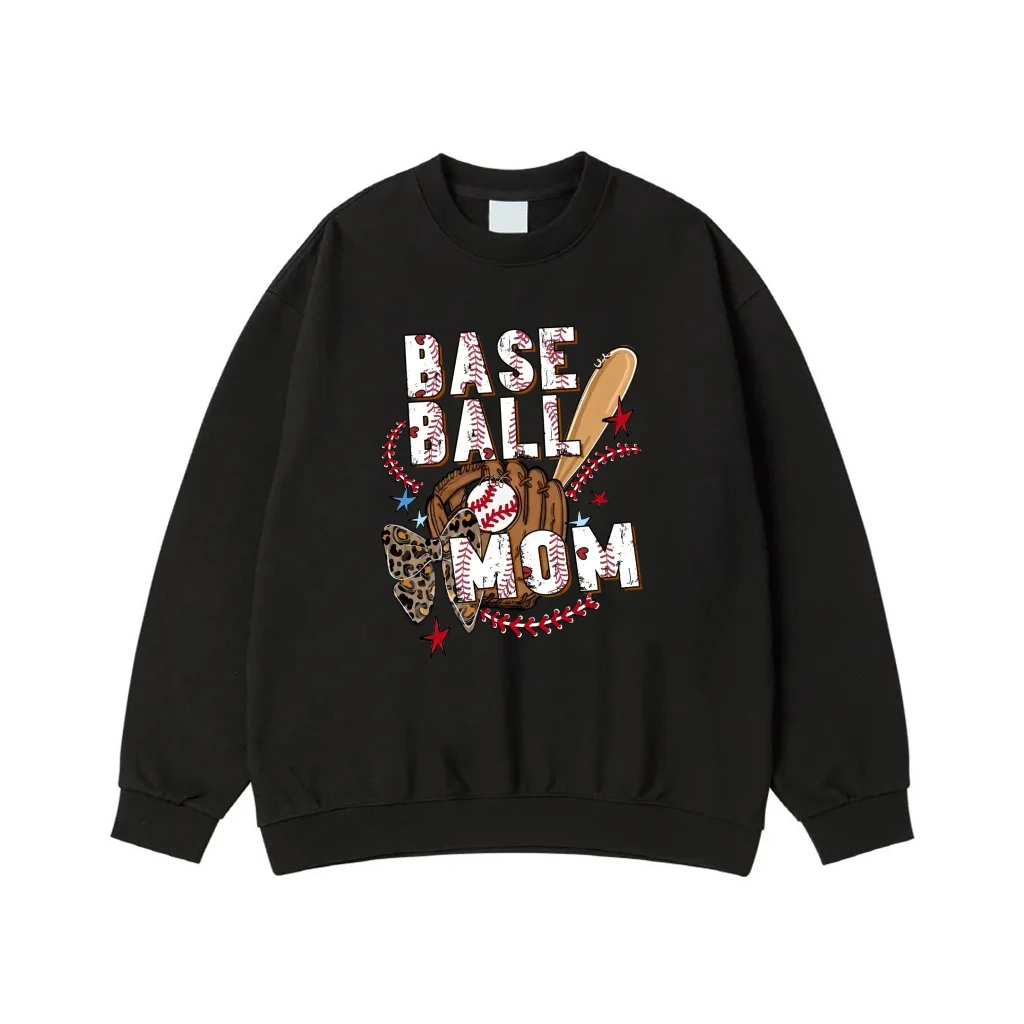 Baseball Mom With Leopard Print Bow And Baseball Stitches