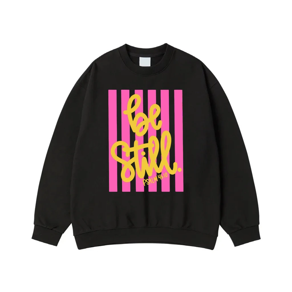 Be Still Psalm 46:10 Christian Faith T-Shirt With Pink Stripes
