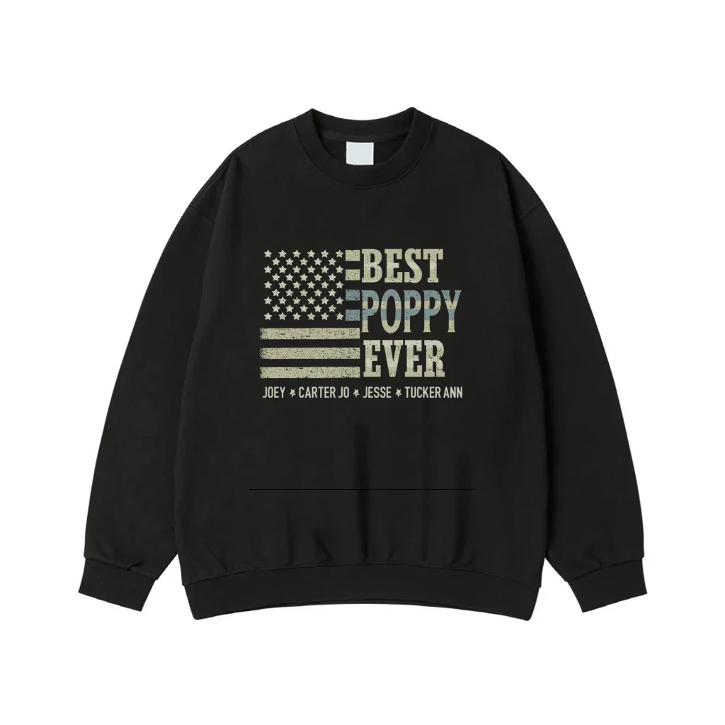 Best Poppy Ever Distressed American Flag With Custom Names
