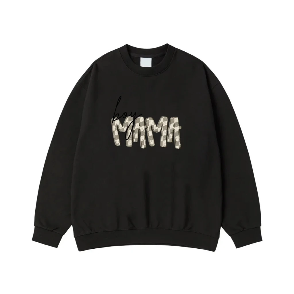 Boy Mama Checkered Pattern T-Shirt