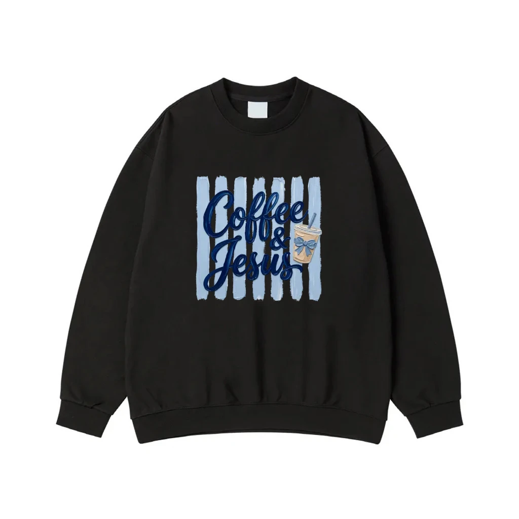 Coffee & Jesus 3d Puff Style Script T-Shirt