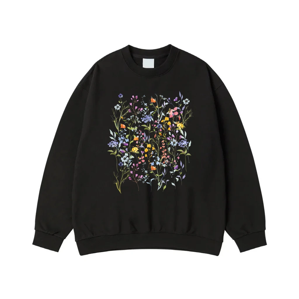 Colorful Botanical Wildflower Meadow Illustration T-Shirt