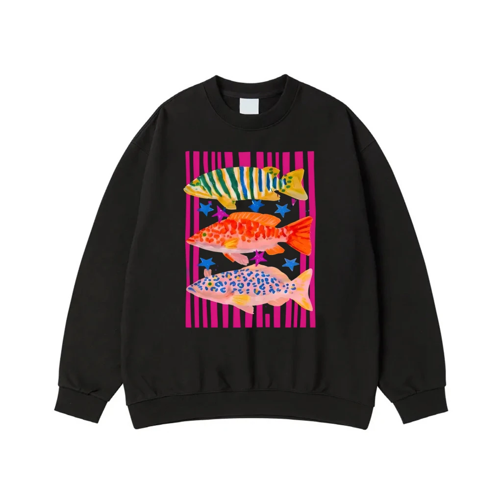 Colorful Stylized Fish With Stars And Stripes Graphic T-Shirt