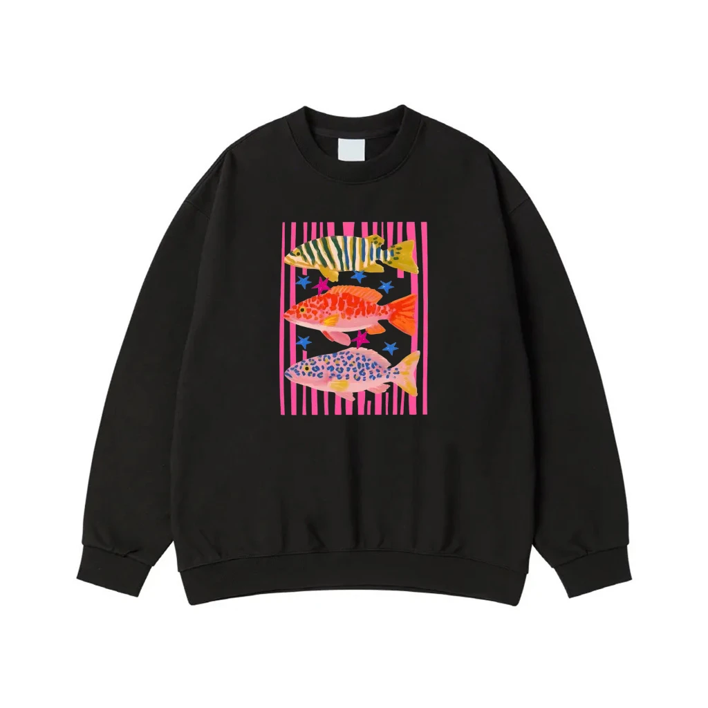 Colorful Whimsical Patterned Fish With Stars Graphic T-Shirt