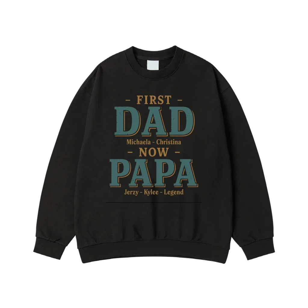 First Dad Now Papa Personalized T-Shirt With Children'S And Grandchildren'S Names