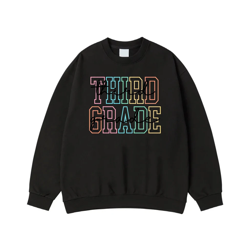 First Grade Colorful Cursive And Block Font School Shirt