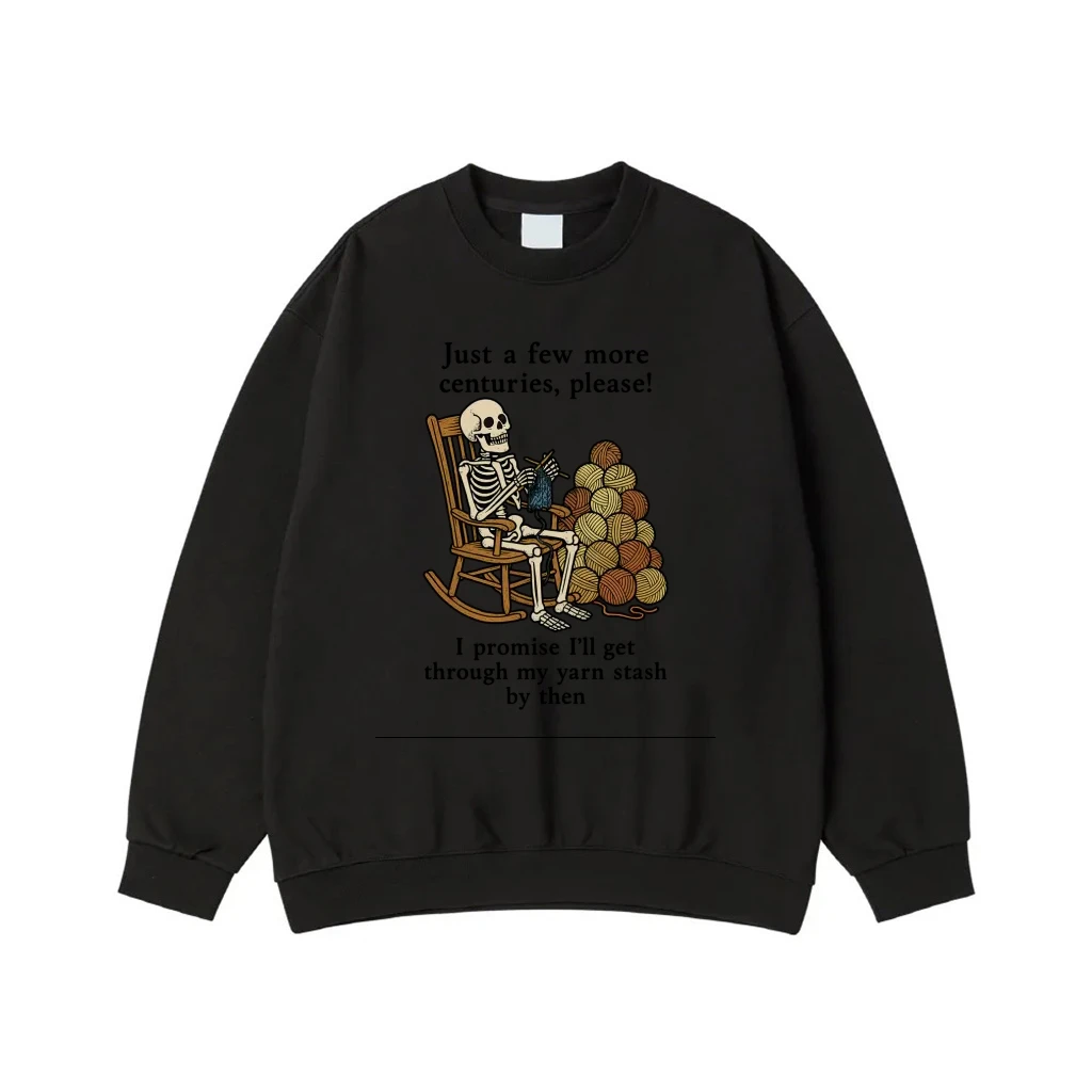 Funny Skeleton Knitting Yarn Stash Humor T-Shirt