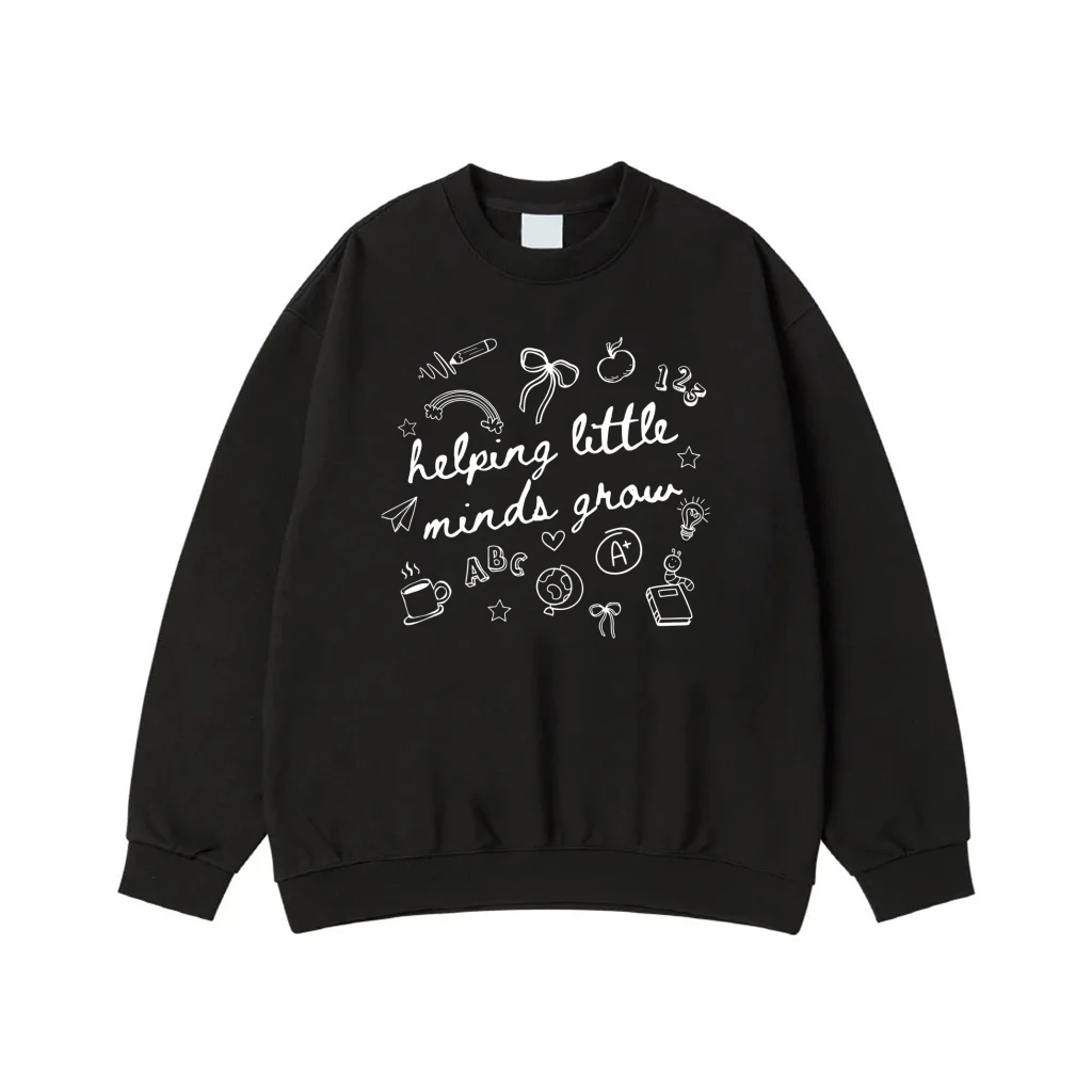 Helping Little Minds Grow Teacher T-Shirt With School Doodles