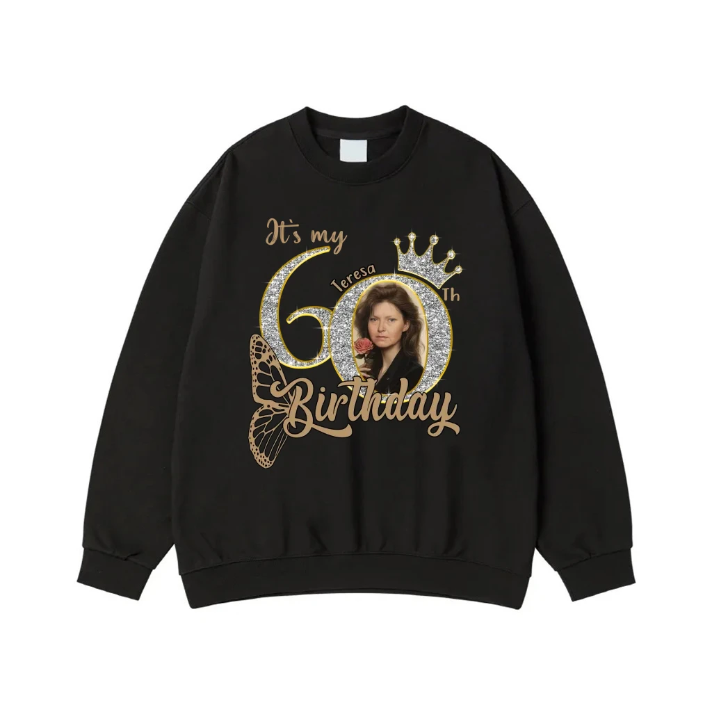 It'S My 60th Birthday Custom Photo Glitter Crown T-Shirt