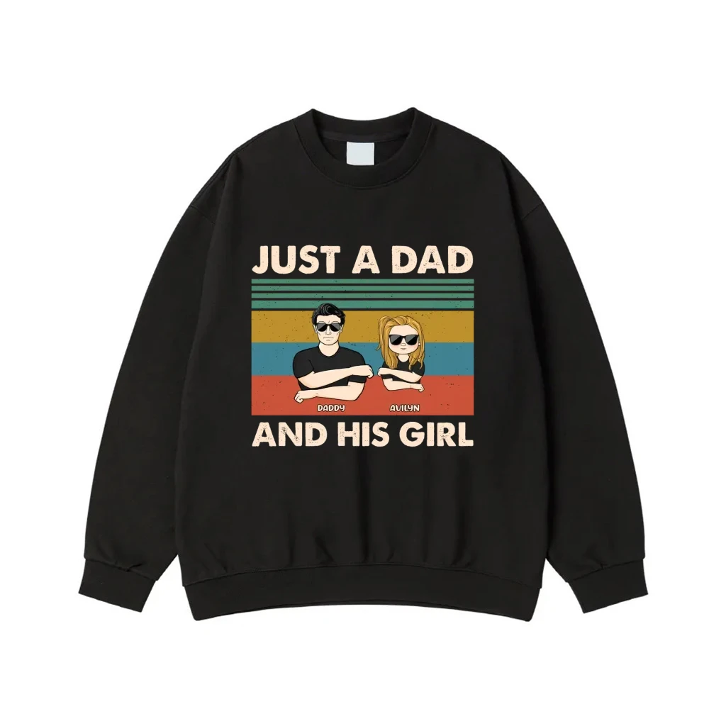 Just A Dad And His Girl Personalized Retro Sunset T-Shirt