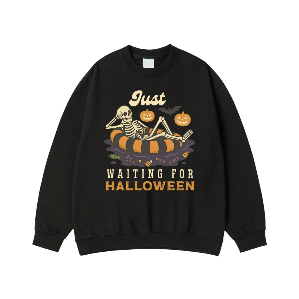 Just Waiting For Halloween Relaxing Skeleton T-Shirt