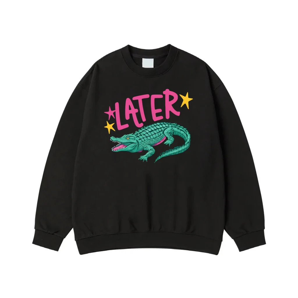 Later Gator After While Crocodile Funny Pun T-Shirt With Front And Back Print