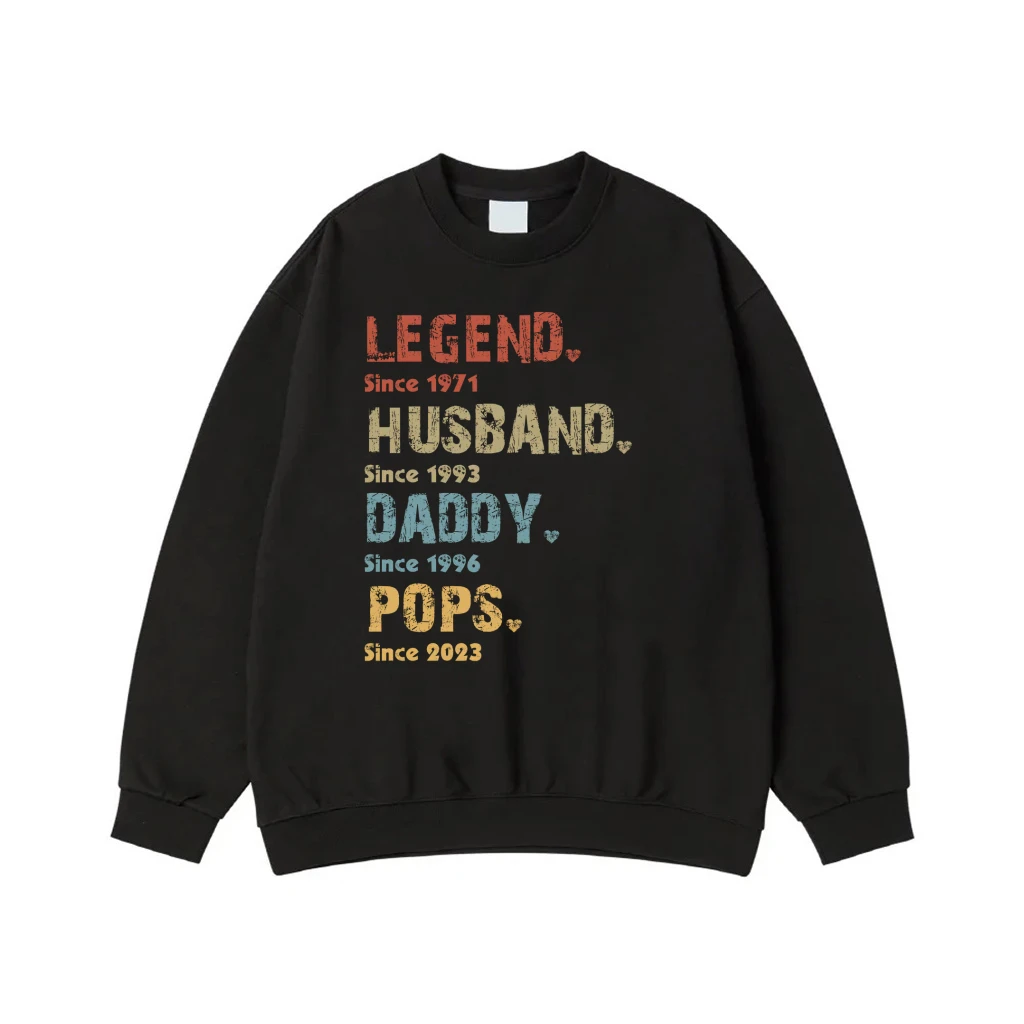 Legend Husband Daddy Pops Since 1971 Vintage Family Milestones T-Shirt