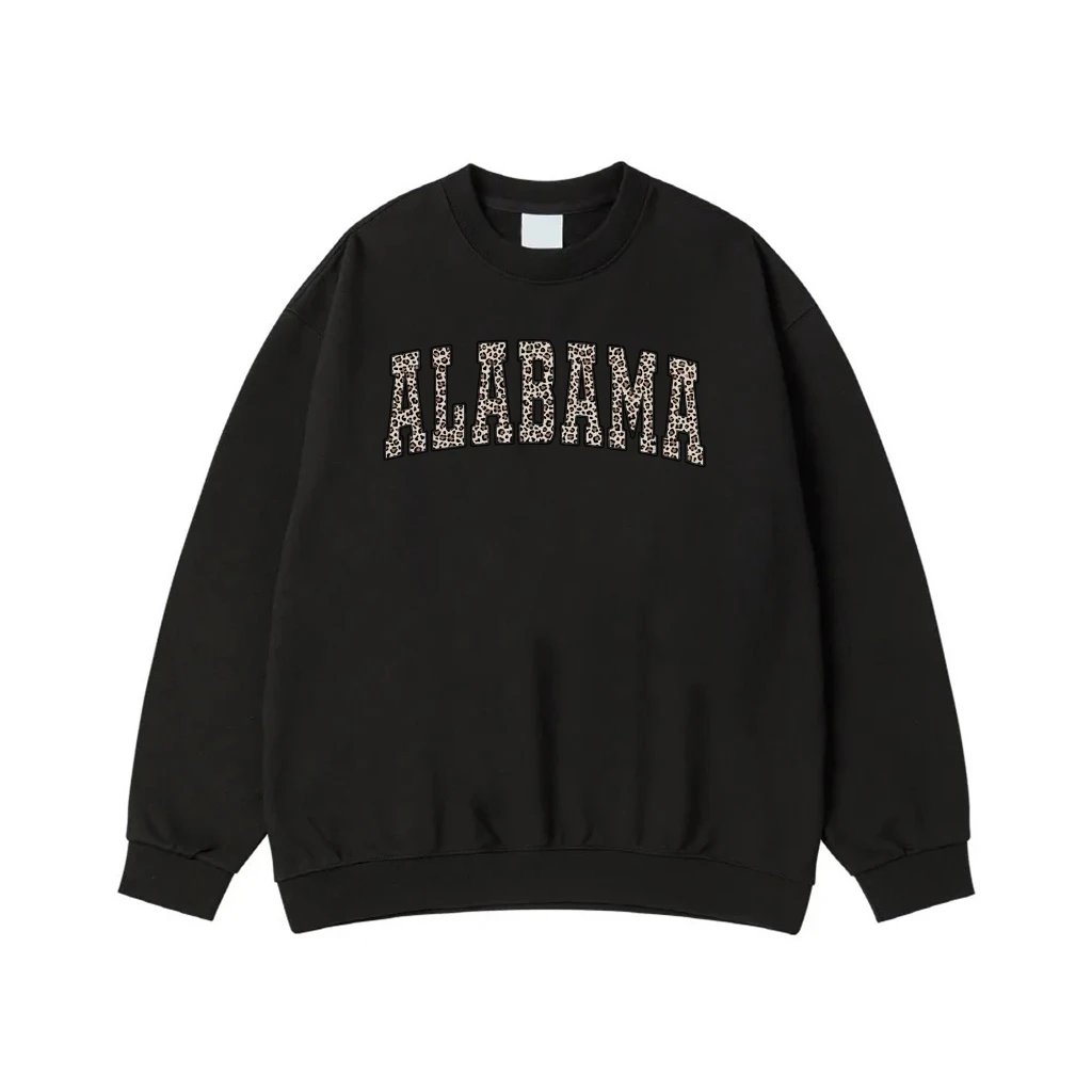 Leopard Print State Name Collegiate Font T-Shirt