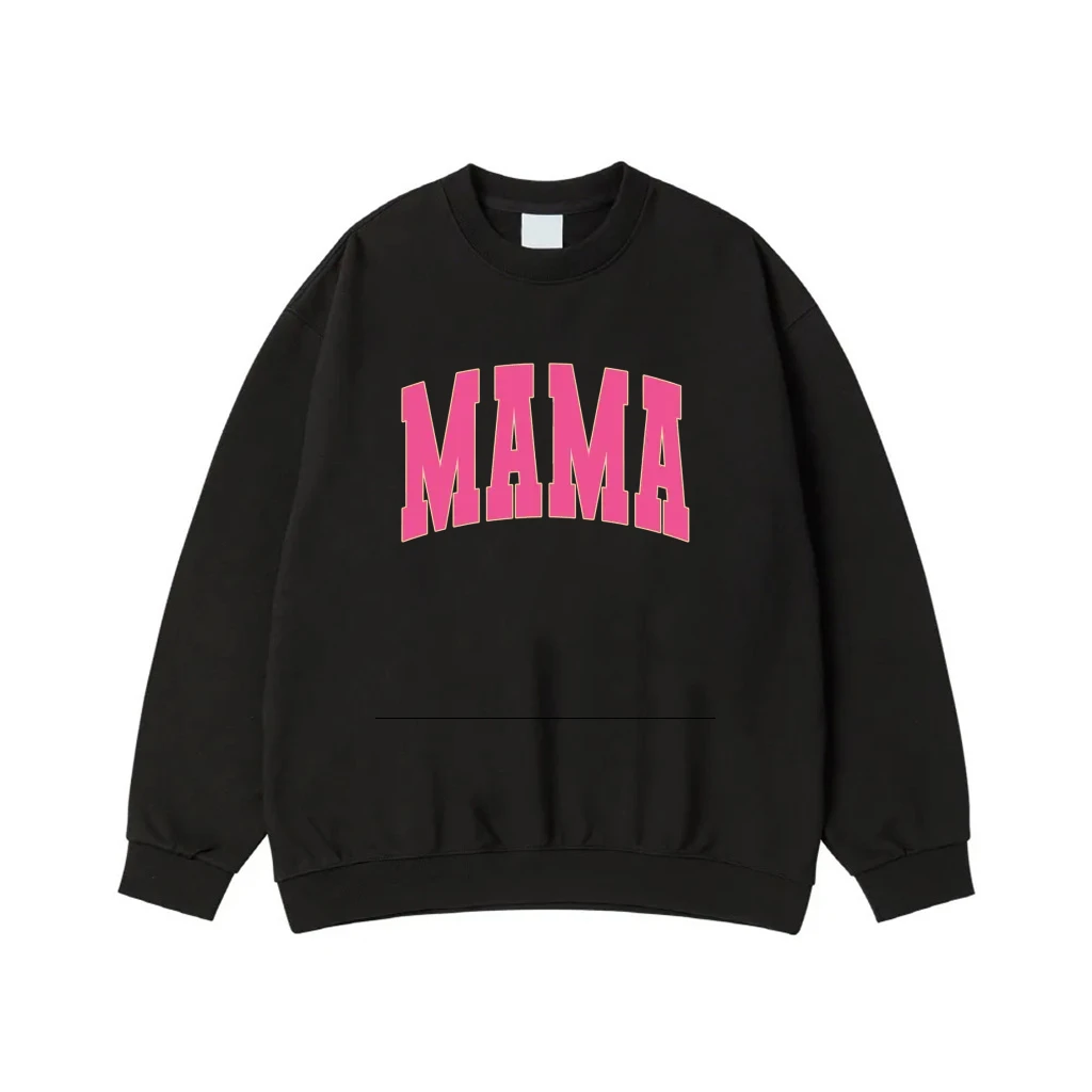 Mama Arched Neon Pink Text On Camo T-Shirt