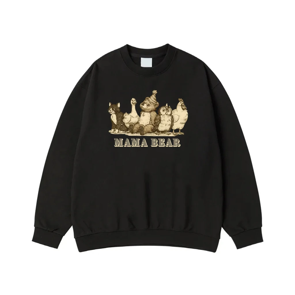 Mama Bear With Animal Friends Vintage Illustration T-Shirt