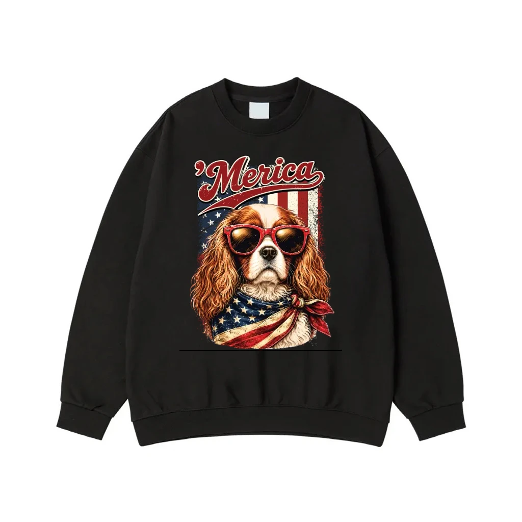 'Merica Cavalier King Charles Spaniel Dog With Sunglasses And American Flag Bandana