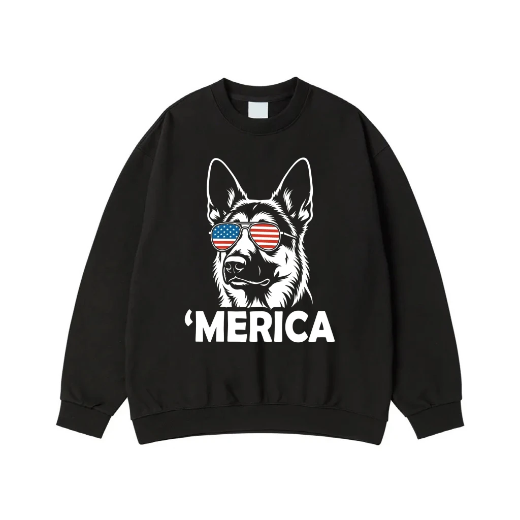 'Merica German Shepherd With American Flag Sunglasses
