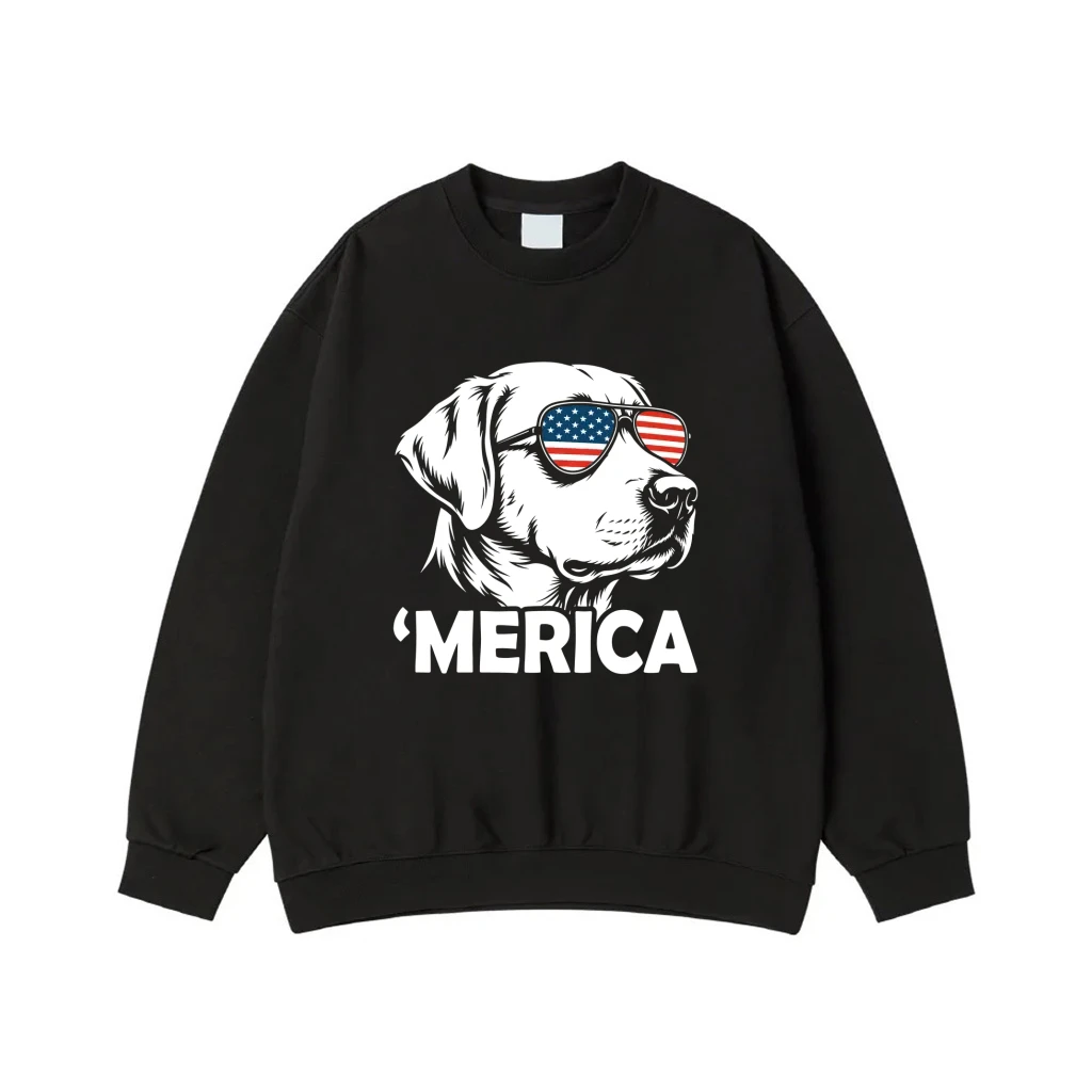 'Merica Patriotic Labrador Dog With American Flag Sunglasses