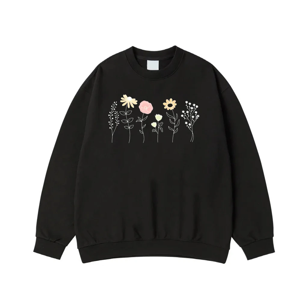 Minimalist Wildflower Garden Line Art T-Shirt
