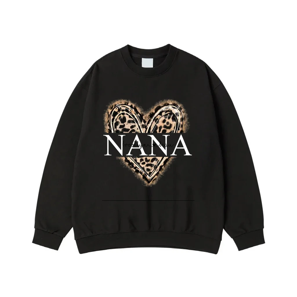 Nana Leopard Print Heart With Glitter