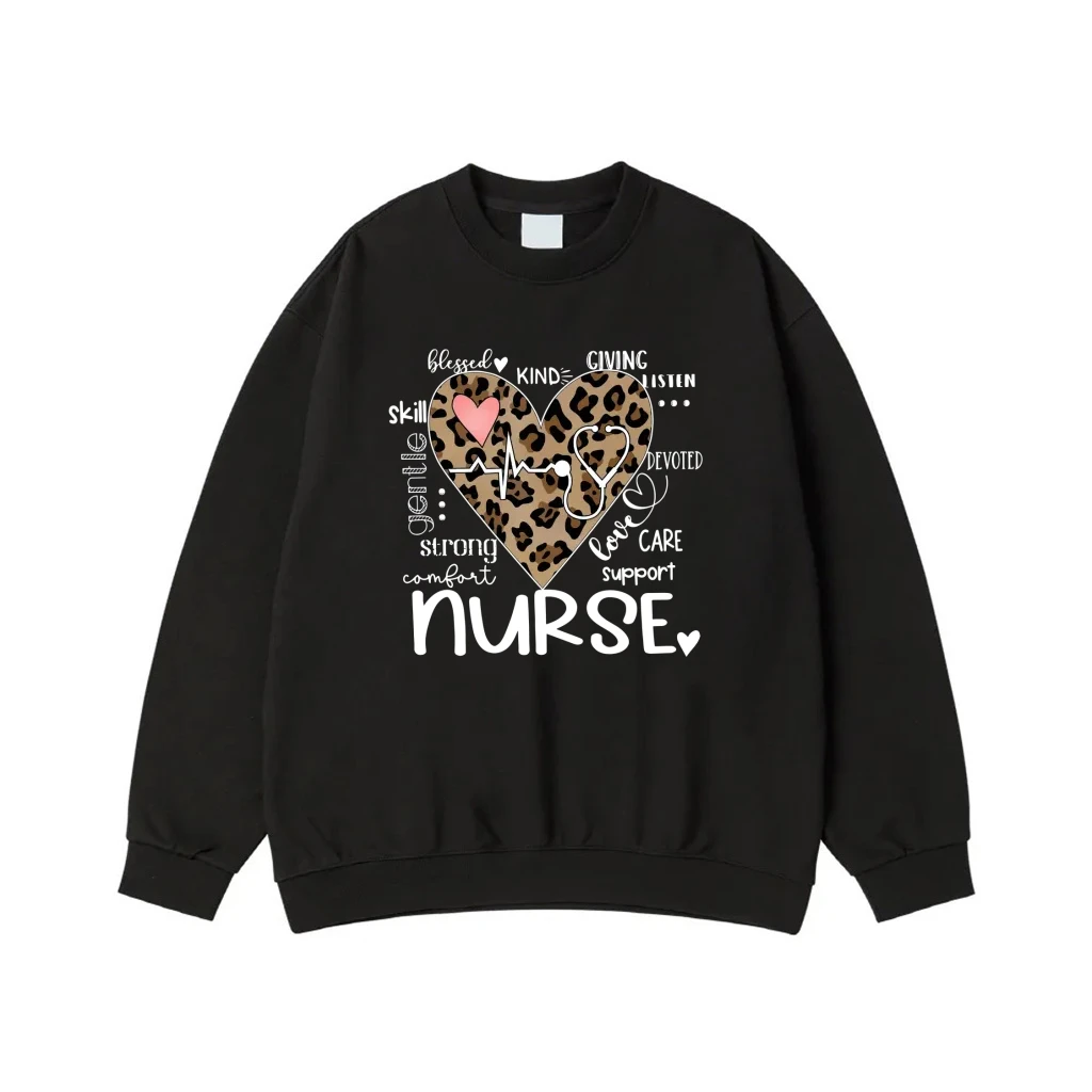 Nurse Leopard Print Heart With Stethoscope And Positive Words
