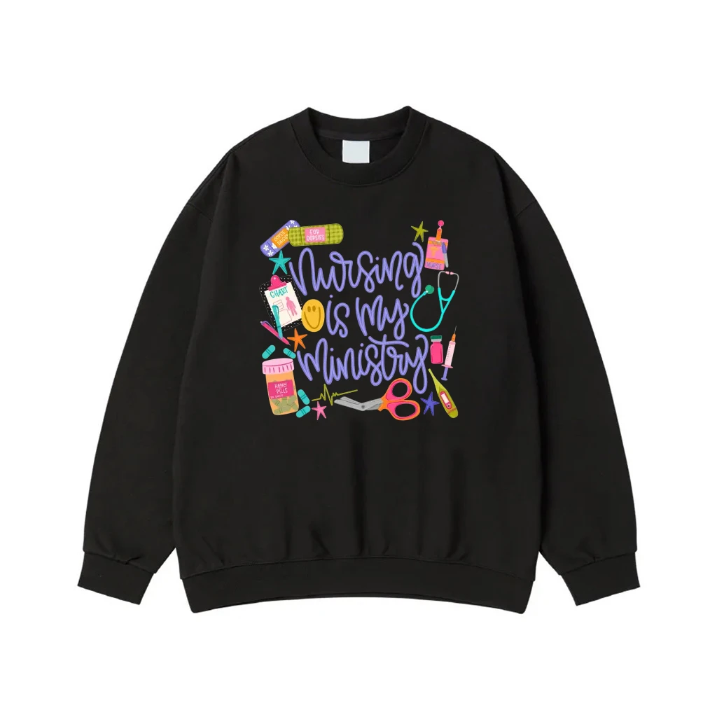 Nursing Is My Ministry Colorful Medical Doodles T-Shirt