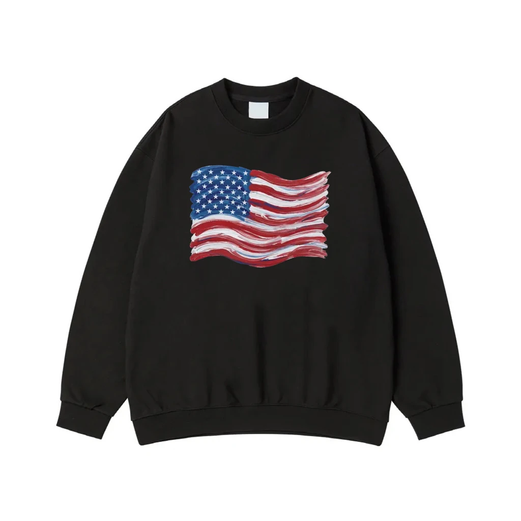 Painted Brushstroke Waving American Flag