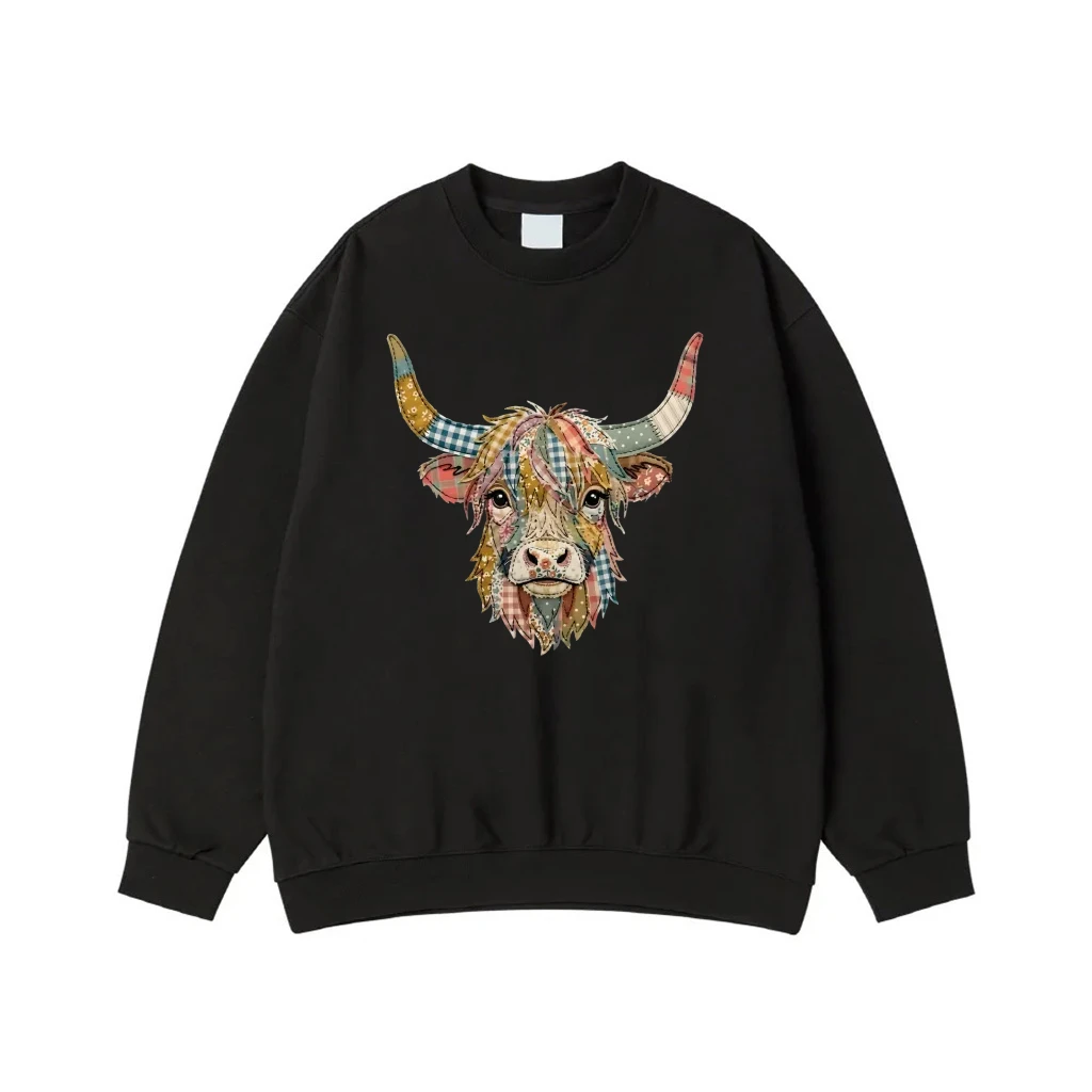 Patchwork Highland Cow Rustic Farmhouse Graphic Tee