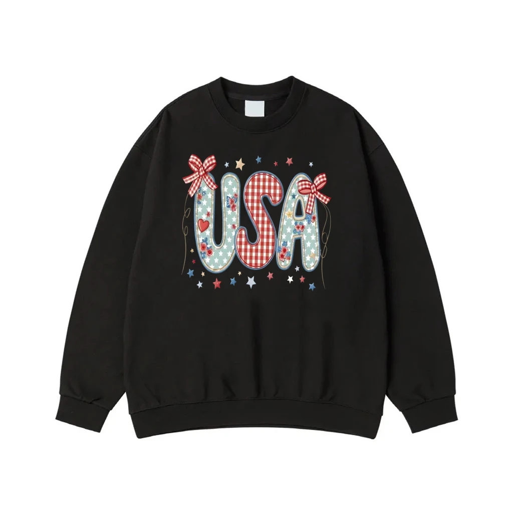 Patriotic Usa Gingham And Floral Patchwork Design