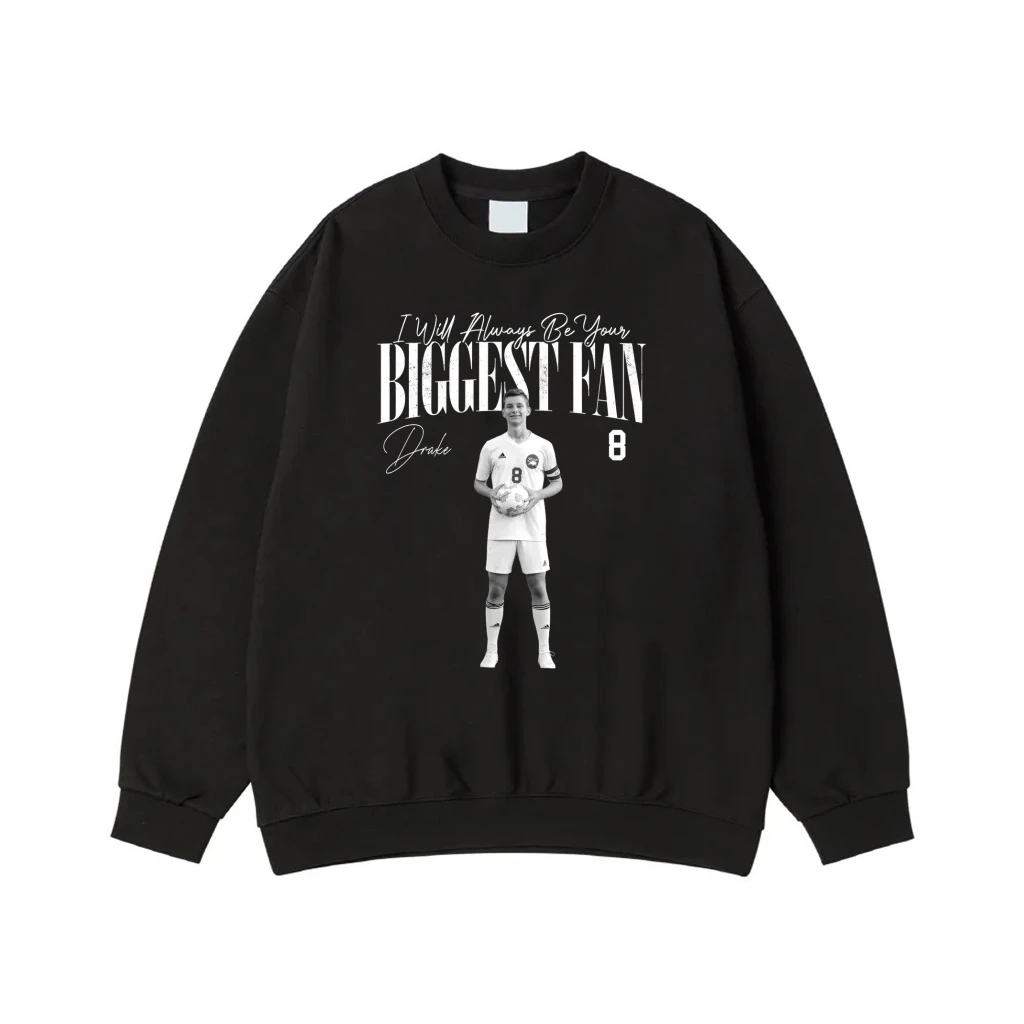 Personalized Soccer Player Photo 'Biggest Fan' Front And Back Print T-Shirt