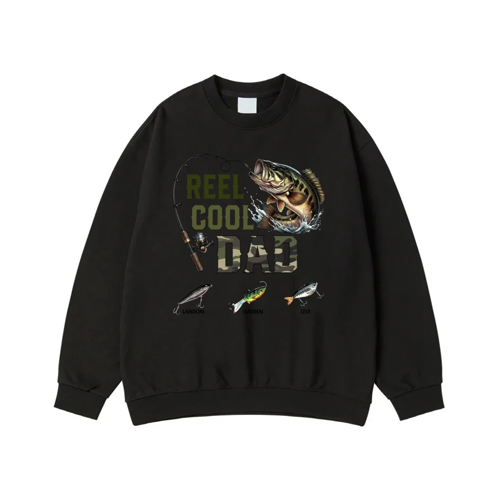Reel Cool Dad Personalized Fishing T-Shirt With Kids' Names
