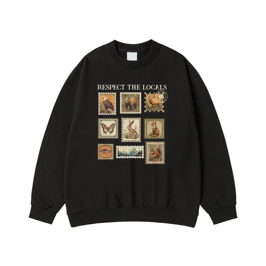 Respect The Locals Vintage Animal Postage Stamps T-Shirt