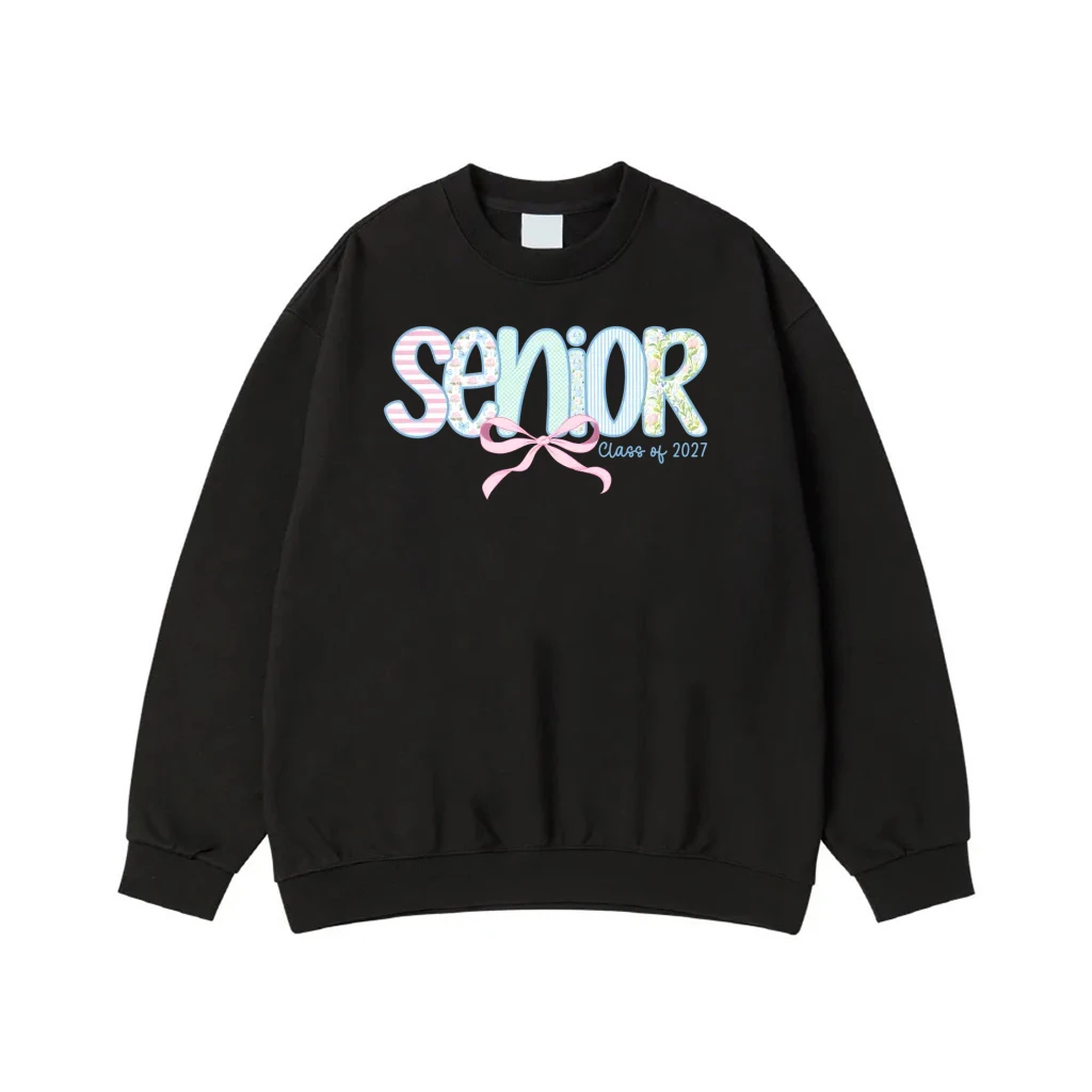 Senior Class Of 2027 T-Shirt With Pastel Floral And Bow Design