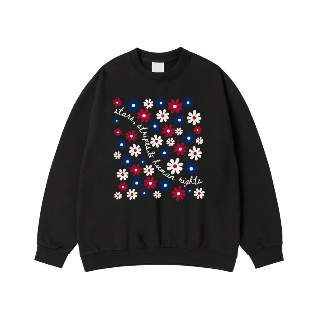 Stars, Stripes & Human Rights Red White And Blue Floral T-Shirt