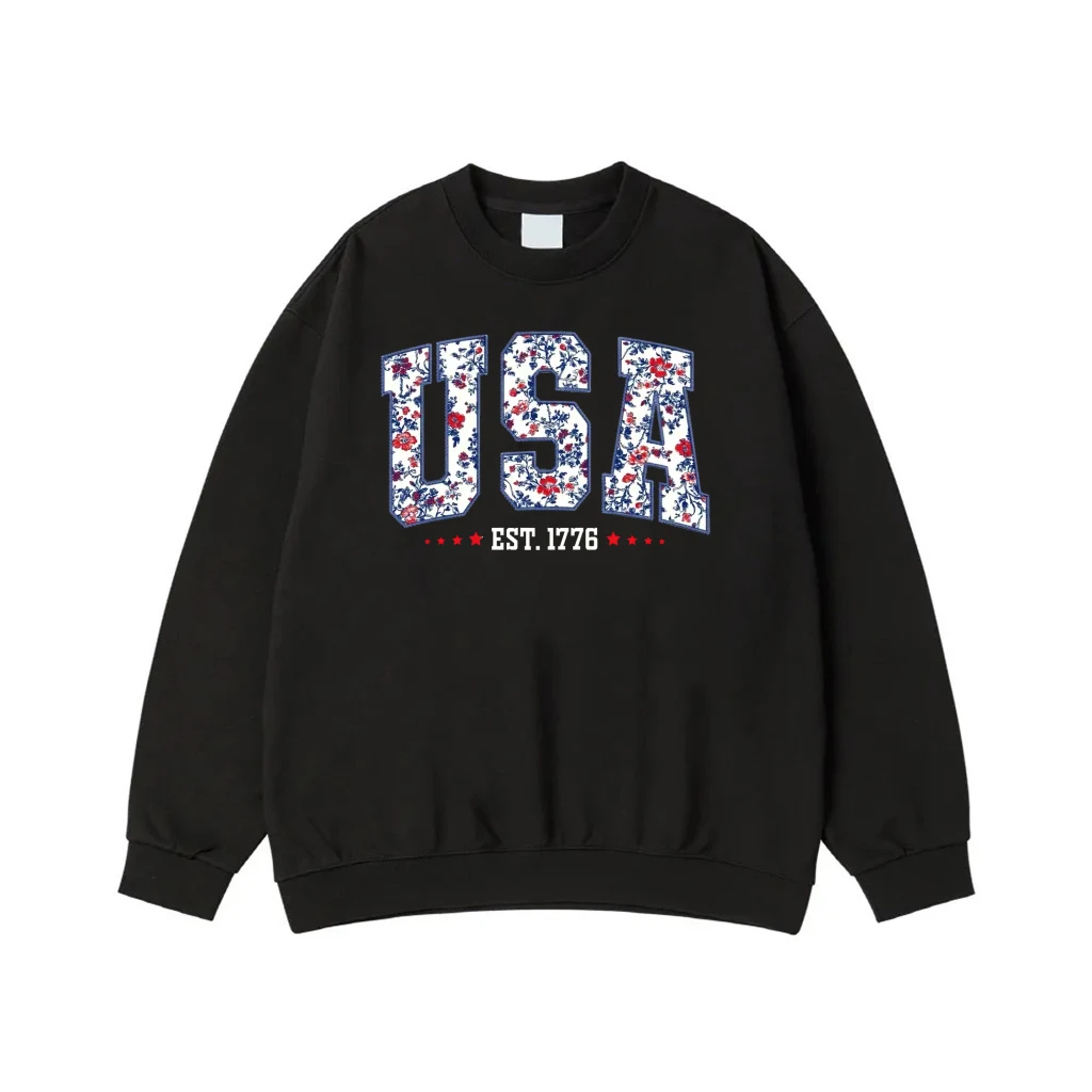 Usa Est. 1776 Floral Print Patriotic Sweatshirt
